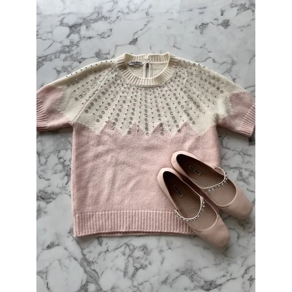 Miu Min Pink and White Sweater - Miranda Kerr style - Picture 2 of 6